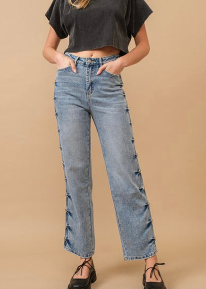 Studded Mid Rise Jeans