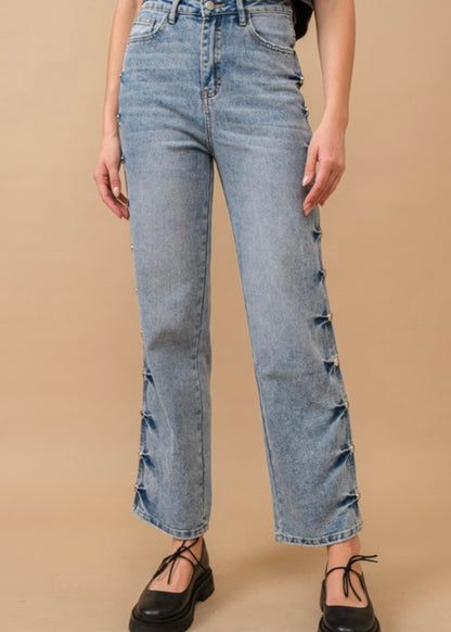 Studded Mid Rise Jeans