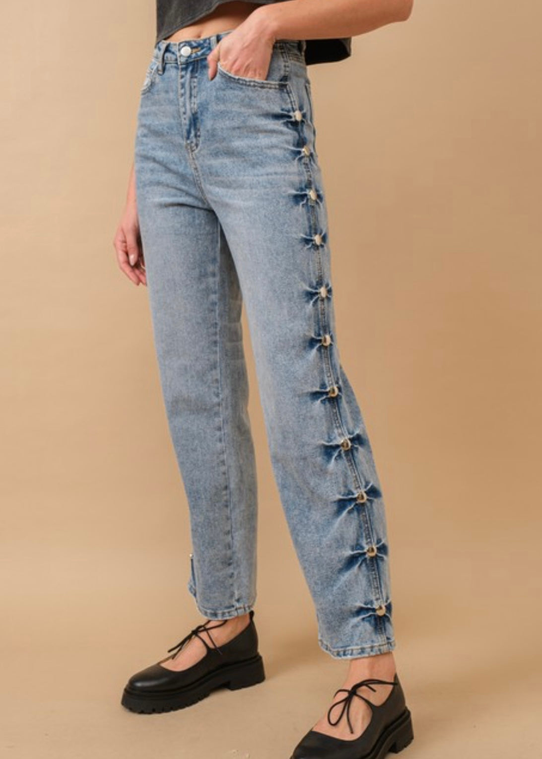 Studded Mid Rise Jeans