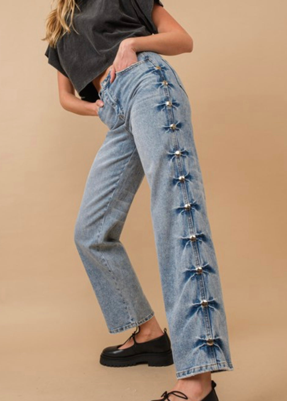 Studded Mid Rise Jeans