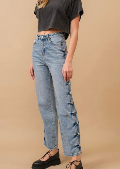 Studded Mid Rise Jeans