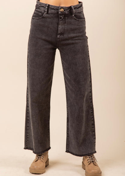 Marine Wide Leg Denim (black wash, taupe)