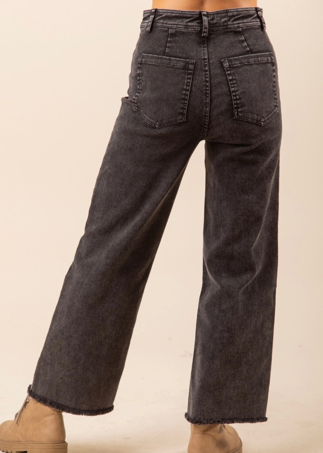 Marine Wide Leg Denim (black wash, taupe)