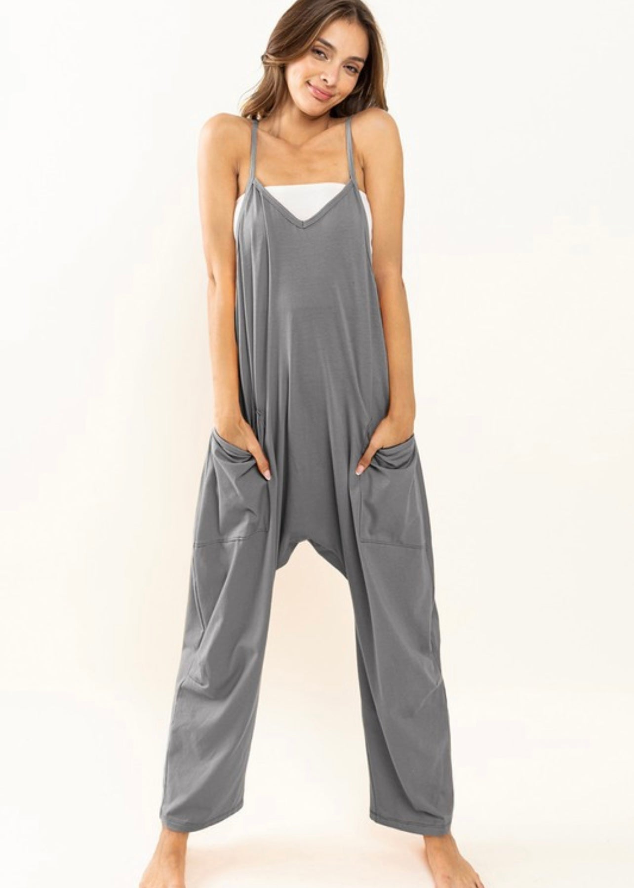 Sleeveless V Neck Jumpsuit