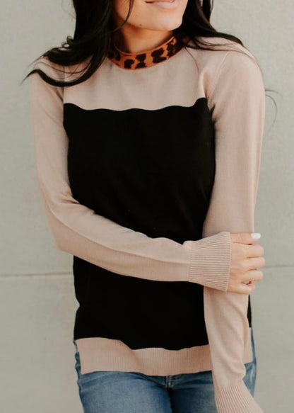 Ampersand Leopard Collar Sweater