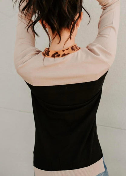 Ampersand Leopard Collar Sweater