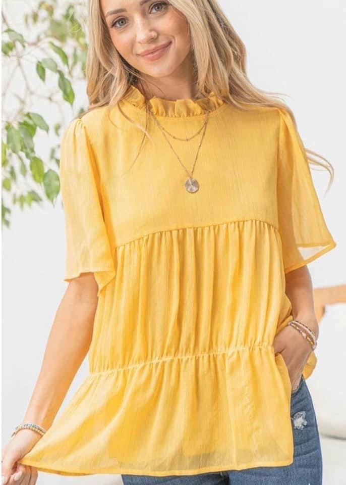 Chiffon Ruffle hem blouse